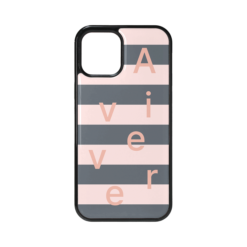 Avivere（アビベール）の「[MADE] stripe logo glass bumper(pinkgrey)（Smartphone Accessories）」
