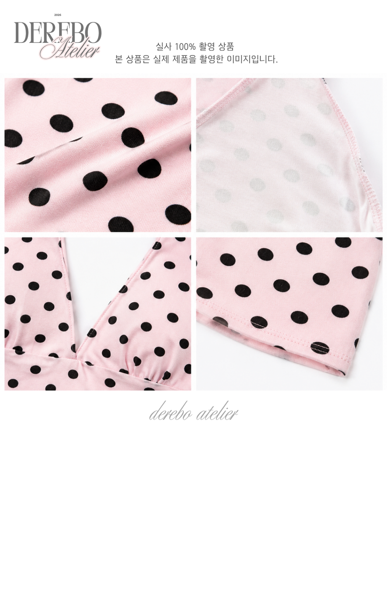 Pink dot halter neck sleeveless top