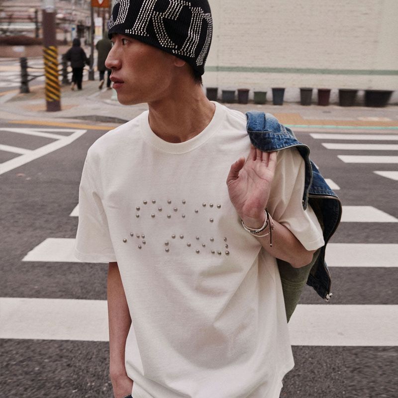sookim（スキム）の「SOOKIM BRAILLE T-SHIRT_WHITE（Tops）」