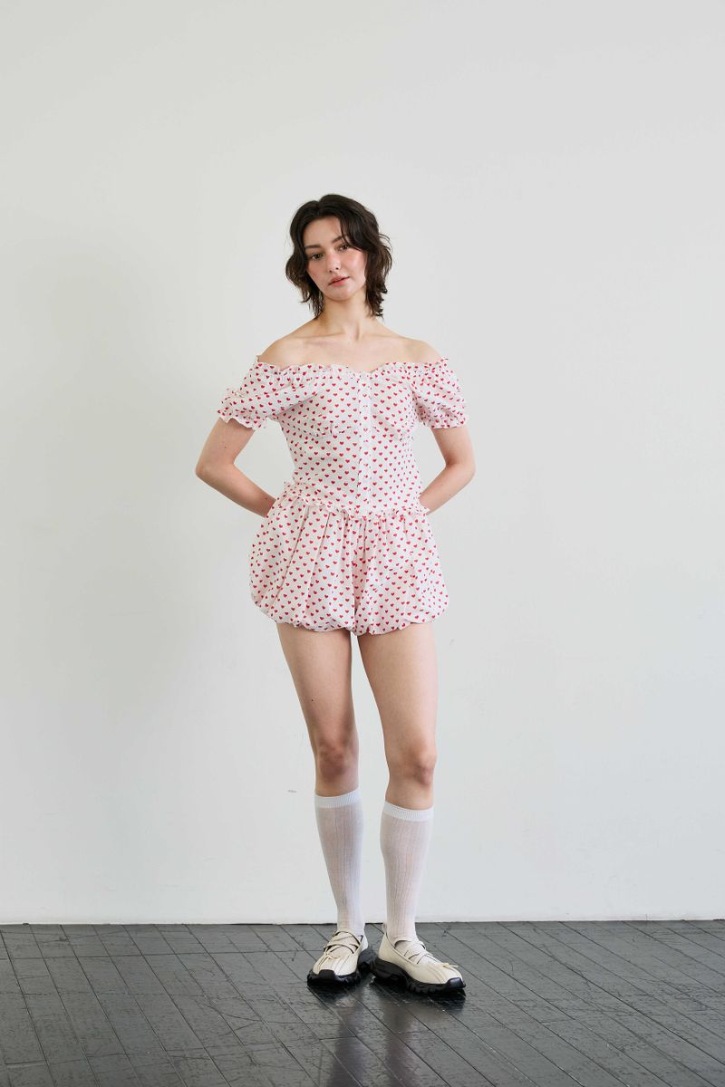 MINI HEART TWO WAY BLOUSE / WHITE