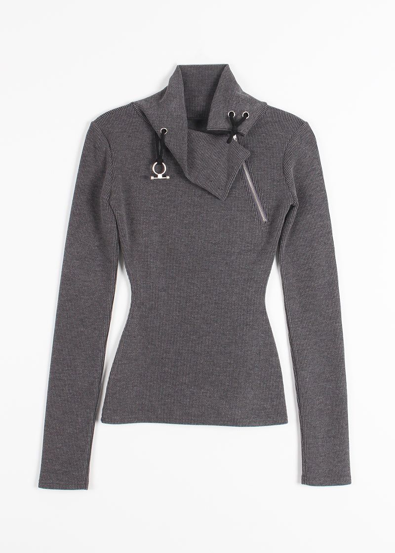HIGH NECK ZIPPER TEE