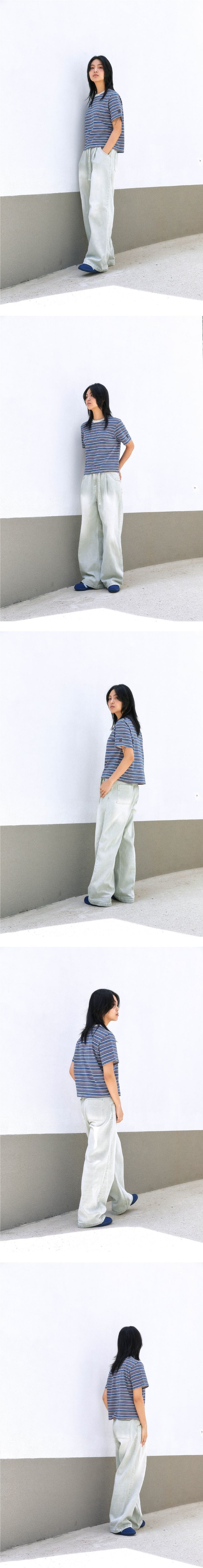 ALARM MULTI STRIPE T SHIRT BLUE_WOMAN