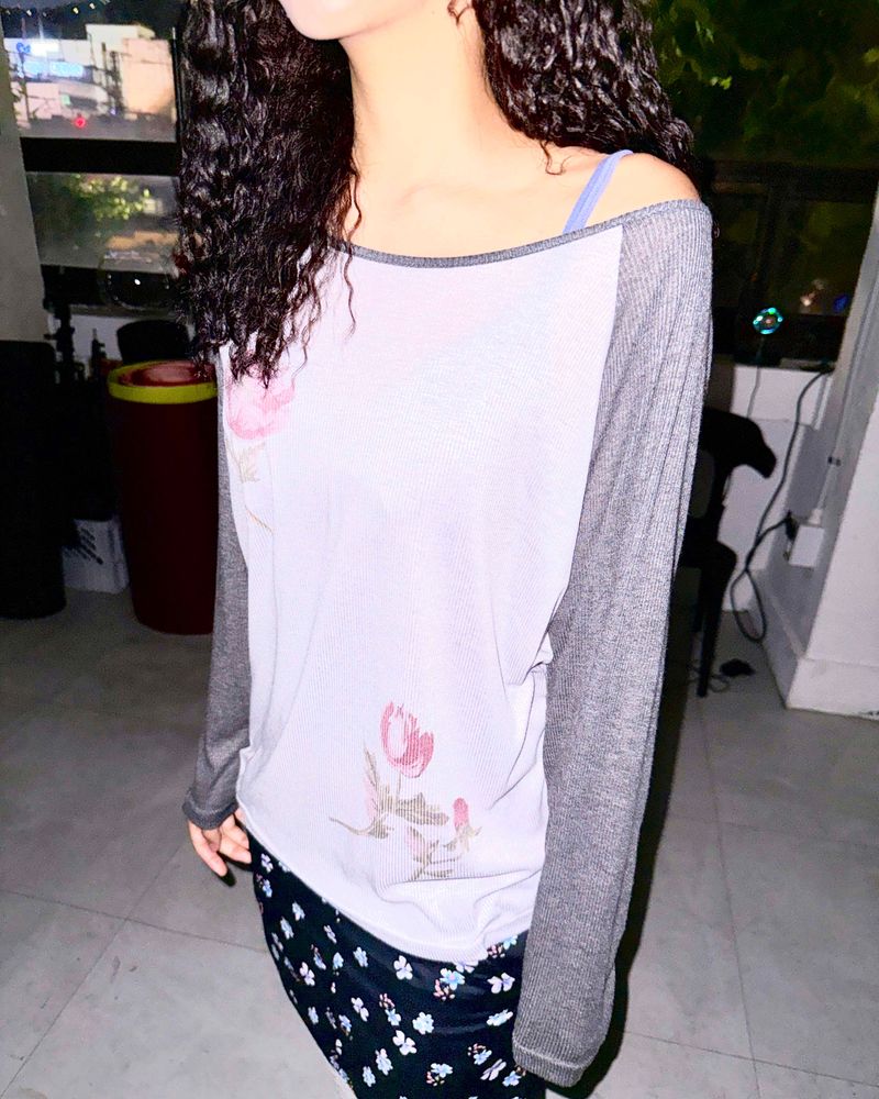 (2color) Soft Tulip Raglan Sheer Long Sleeve Tee