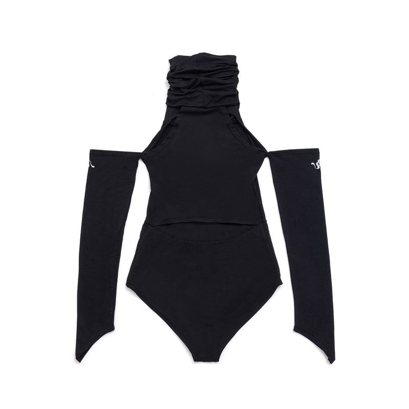 Loose-Neck Long-Sleeve Bodysuit(black)