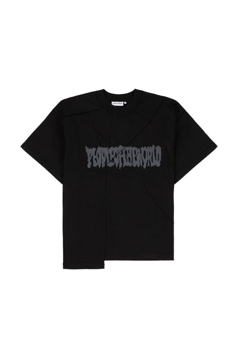 Cutting Logo Oversized Fit T-shirt (BLACK)