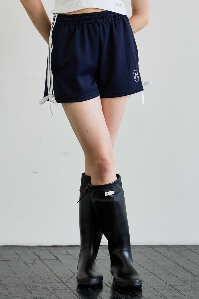 RIBBON JERSEY TRACK MICRO SHORTS / NAVY