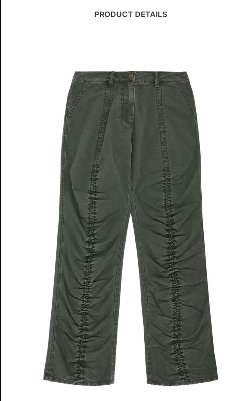 C SHIRRING DETAIL PANTS_KHAKI