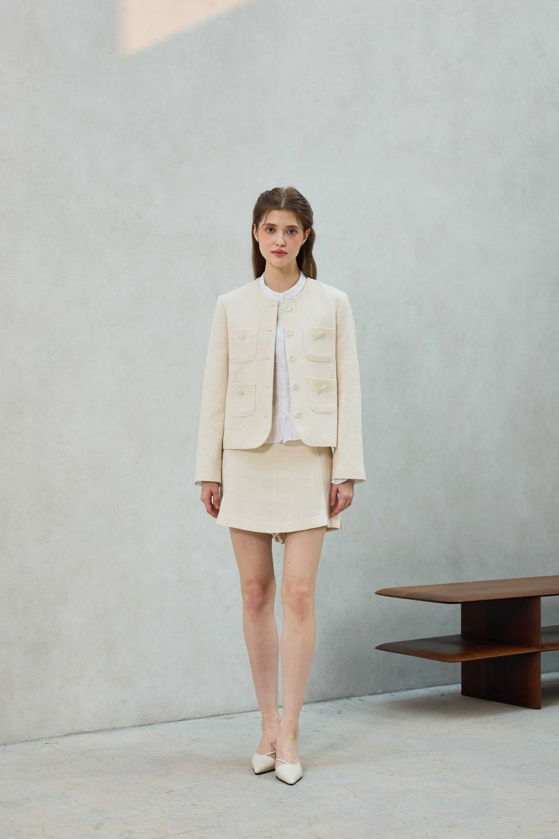 CHERISH TWEED SKIRT PANTS / WHITE