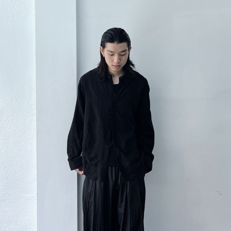 Deep Black Vertical Texture Shirt