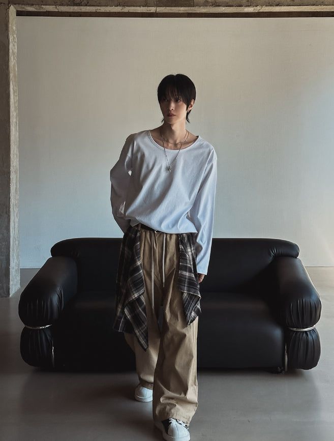 Neutral Basic U-Neck Long Sleeve T-Shirt