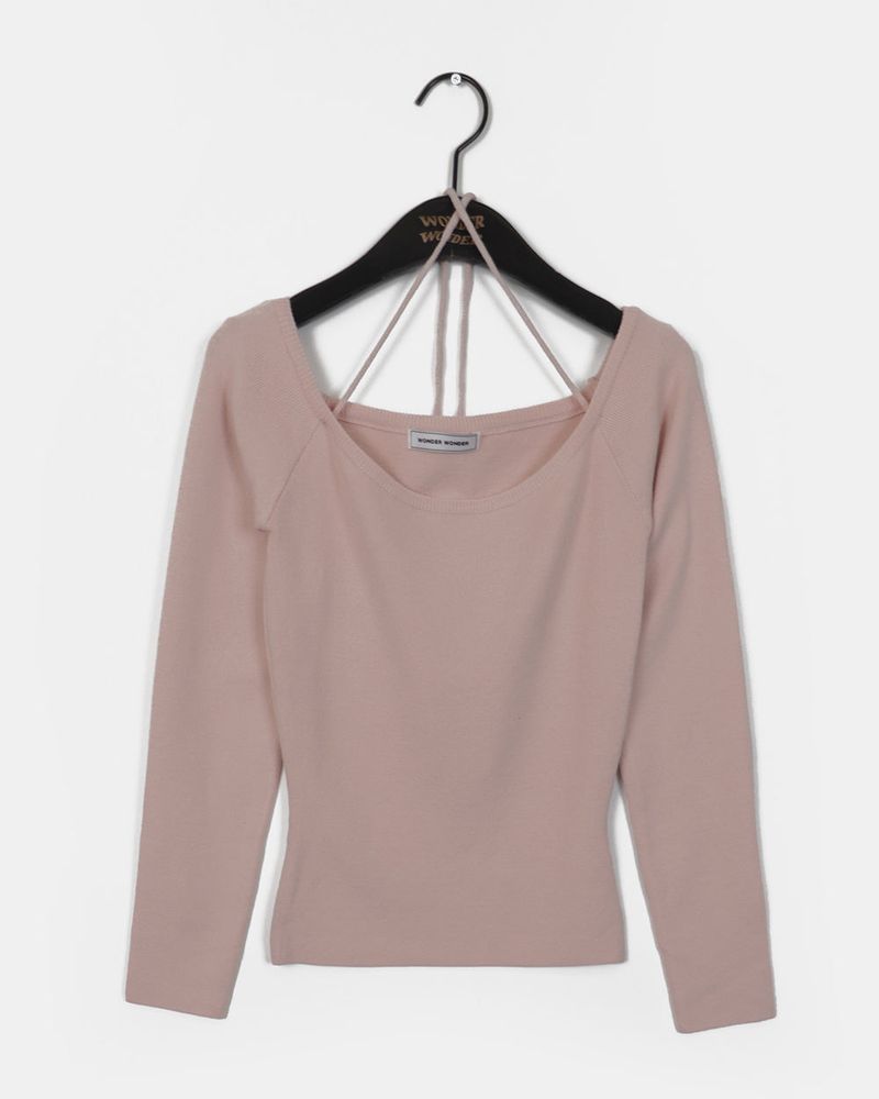 [MADE] Har Halter Strap Off-Shoulder Knitwear