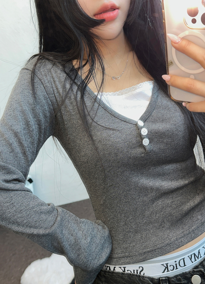 CCORTTI（コルッティ）の「LAYERED SLIM GLAMOUR LONG SLEEVE T SHIRT 🩵🖤🩶3COLOR（Tops）」