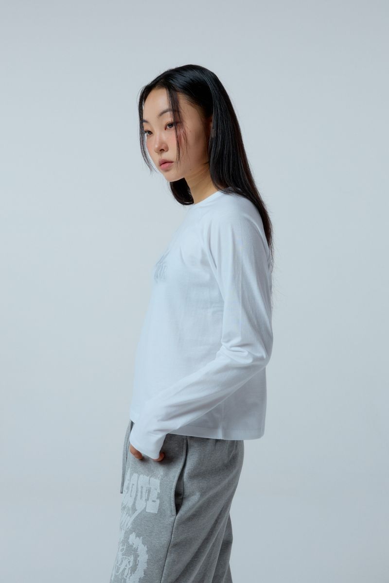 EEERRR Distorted Logo raglan long sleeve (White)