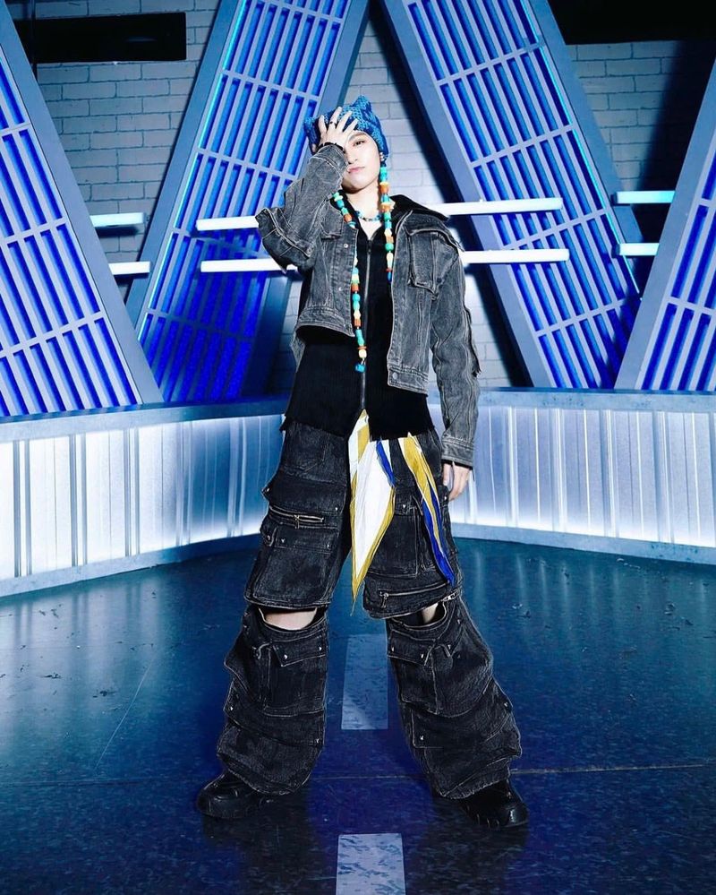 WASH-DENIM CARGO PANTS MULTI POCKET (Black)