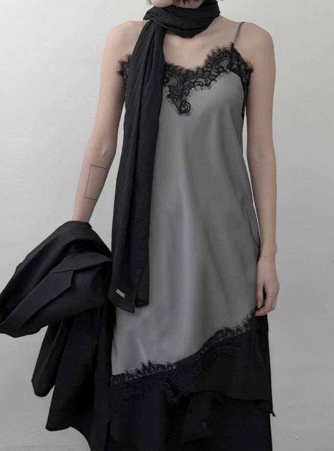 Silver Lace Slip One Piece