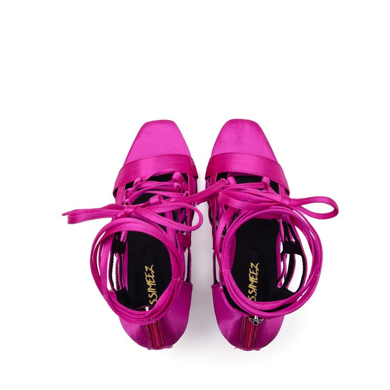 Satin Strappy Sandal Heel(Pink)