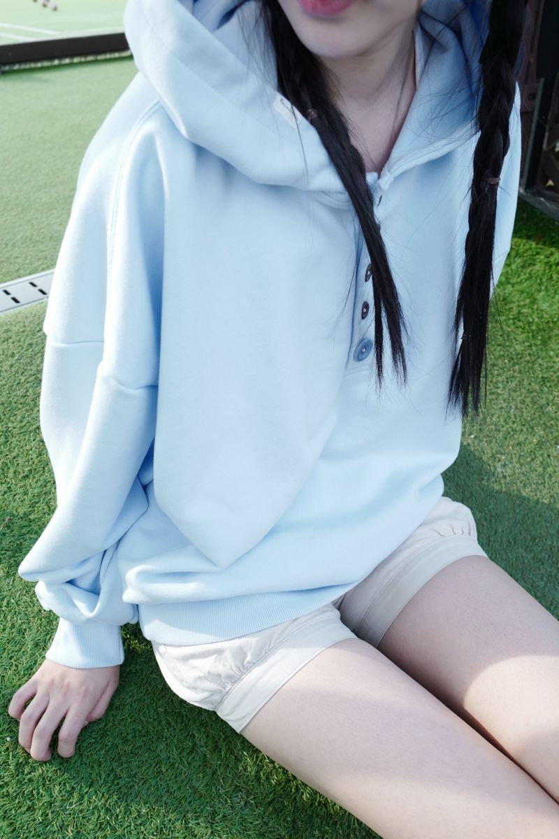 Skyblue button hoodie