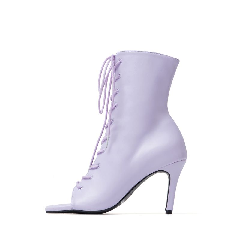 SSIMEEZ（シミズ）の「スクエアレースアップオープントゥヒール(Purple)（シューズ）」