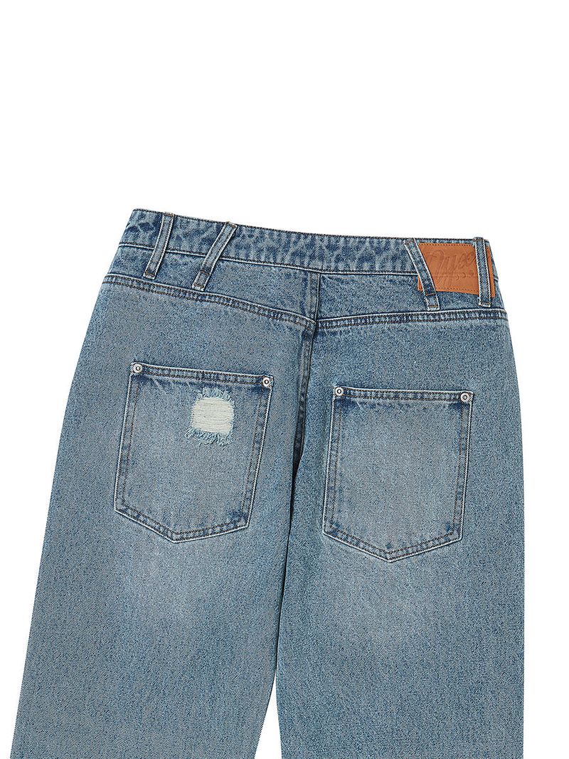 STAR APLIQUE DENIM PANTS LIGHT BLUE