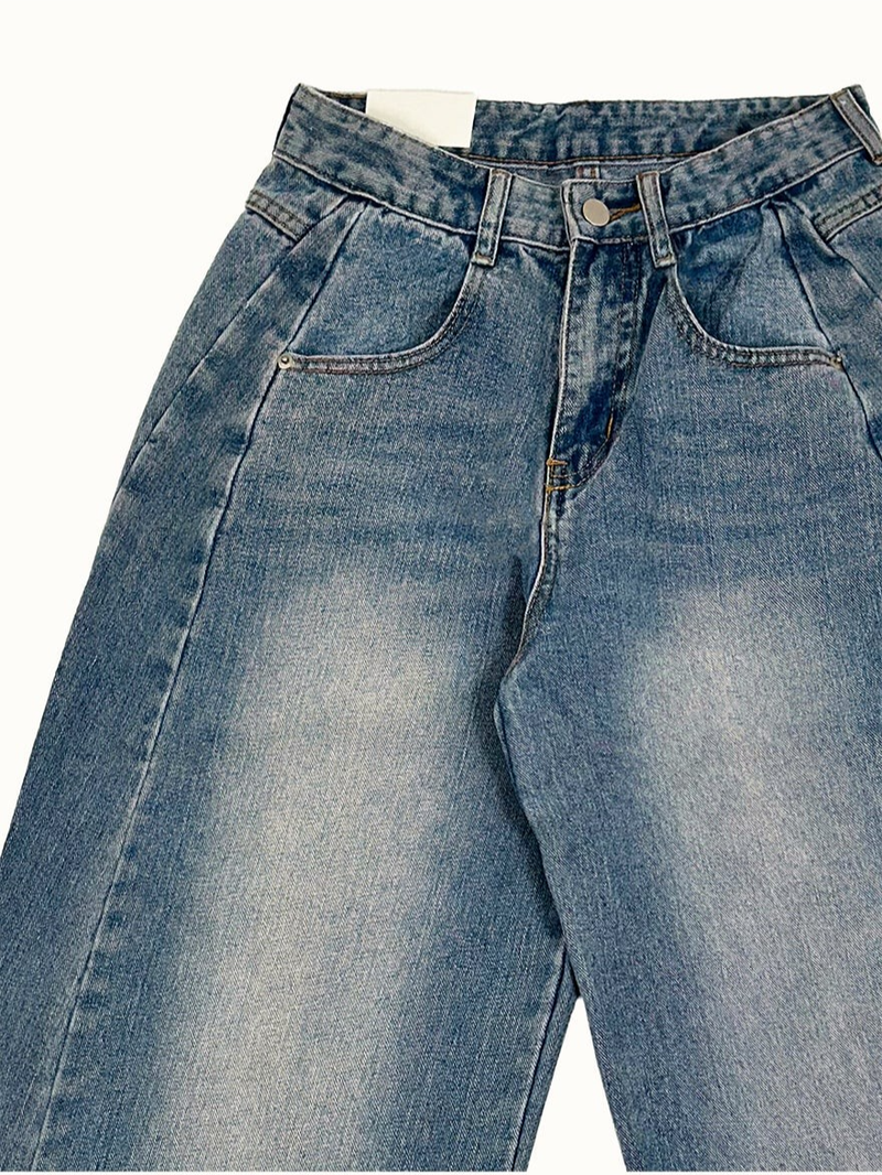 Romine side pin tuck brushed denim wide pants