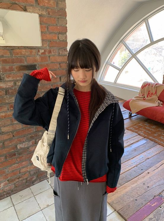 BAON（バオン）の「Behi Check Color Matching Hood Windbreaker（Jackets/Outerwear）」