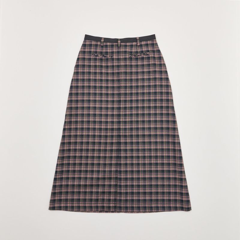 CHECK SLIT LONG SKIRT PINK