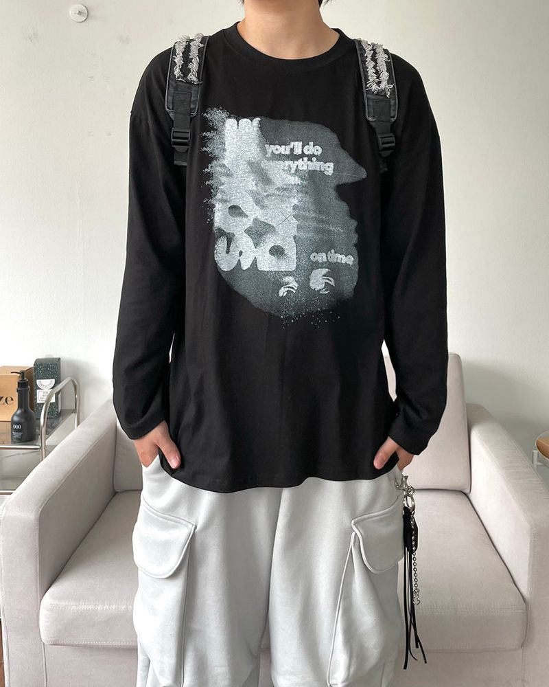 Shadow printed long-sleeved shirt