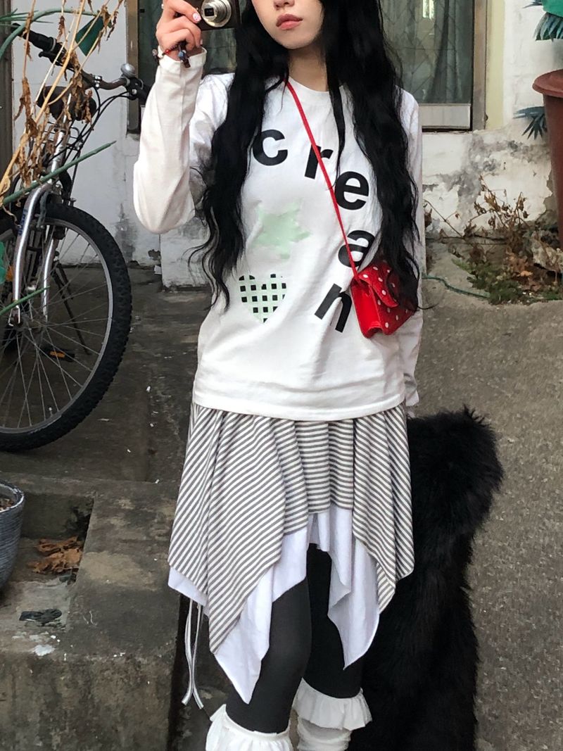 Cream Star Heart Long Sleeve