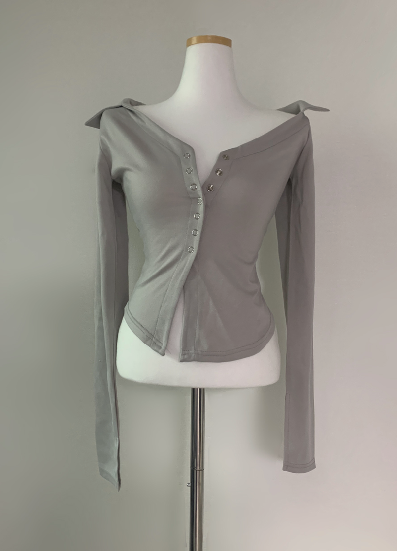 Prairin Unbalanced Button Top (2color)