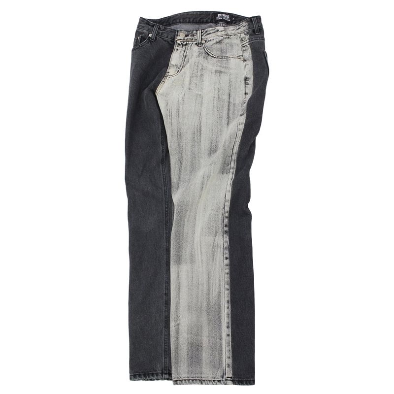 half&half brush wide denim pants (washed black)