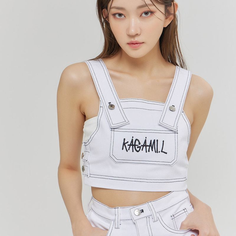 KAGAMI.L（カガミエル）の「デニムカラーマーチングステッチベスト（トップス）」