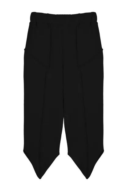 V Cut rib half pants