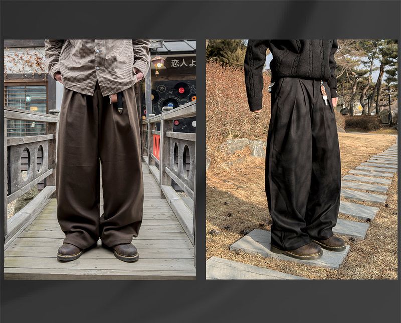 Tia Double-Pleat Wide Slacks