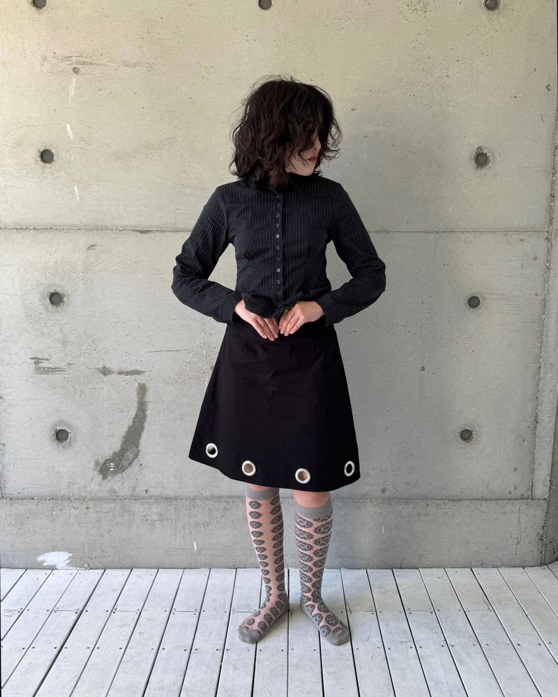 Punch Hole Midi Skirt