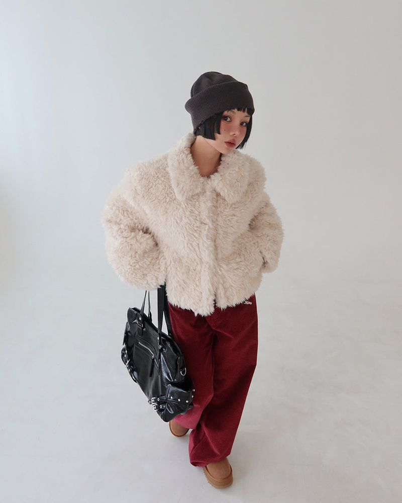 Corduroy long wide pants