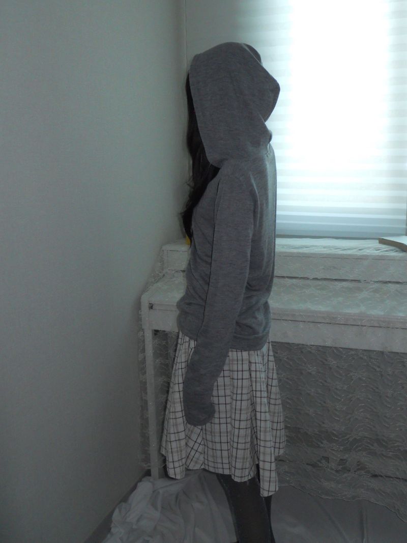 unbal slit hoodie