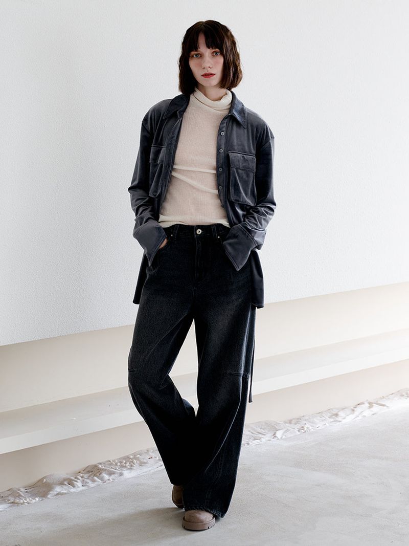 VELVET STRING BELT SHIRTS
