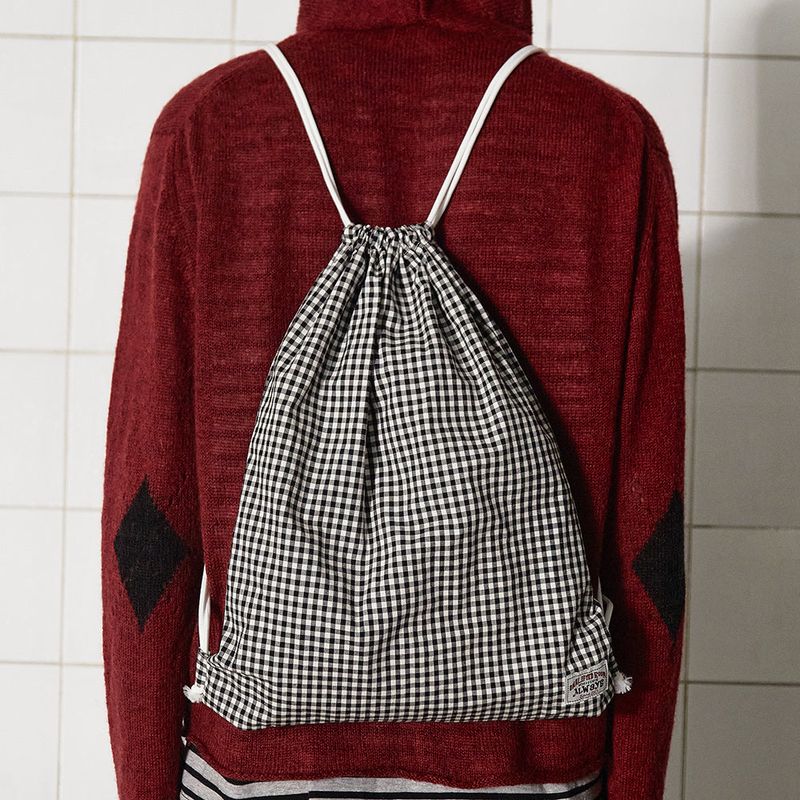 LOGO GINGHAM CHECK GYM SACK / BLACK