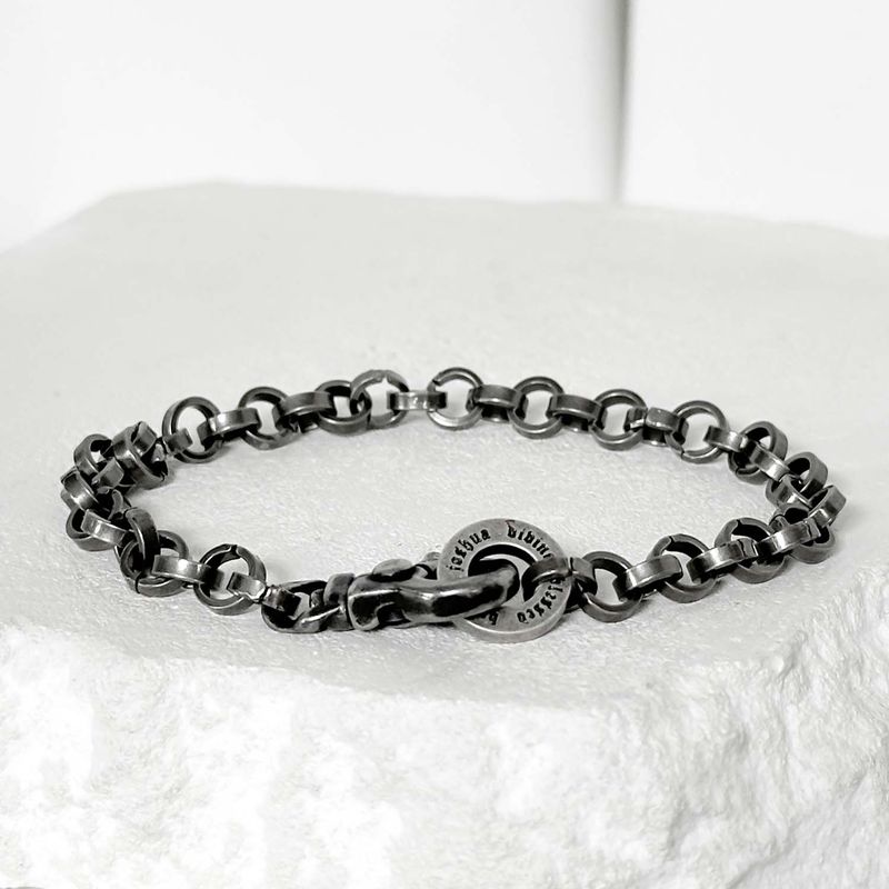 BLESSED BULLET（ブレスドブレット）の「SS-6mm ボールドOチェーンブレスレット_ダークシルバー（アクセサリー）」