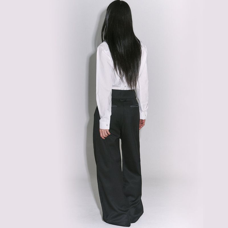 Wide-leg hook Trouser Black