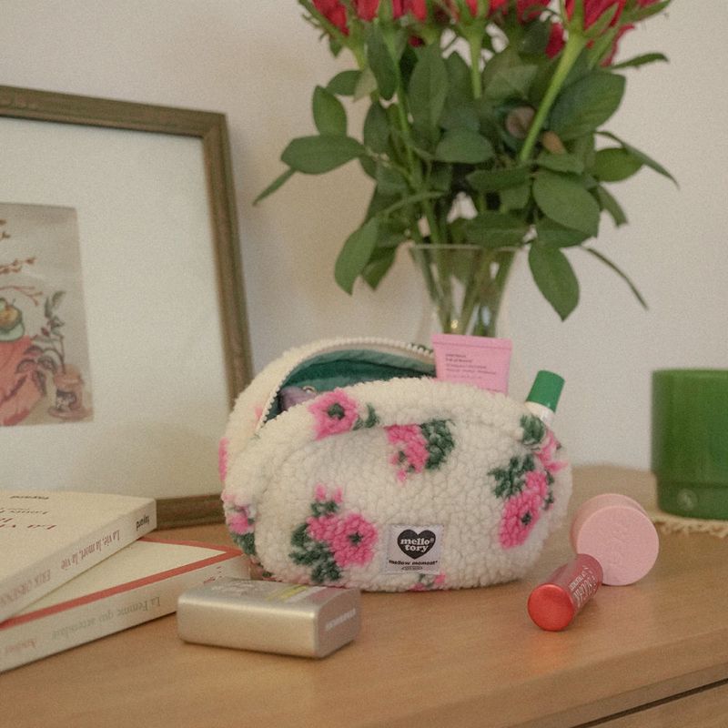 MELLOTORY PATTERN HANDY POUCH (FLOWER IVORY)