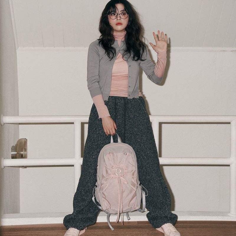 hole string po backpack (pink grey)