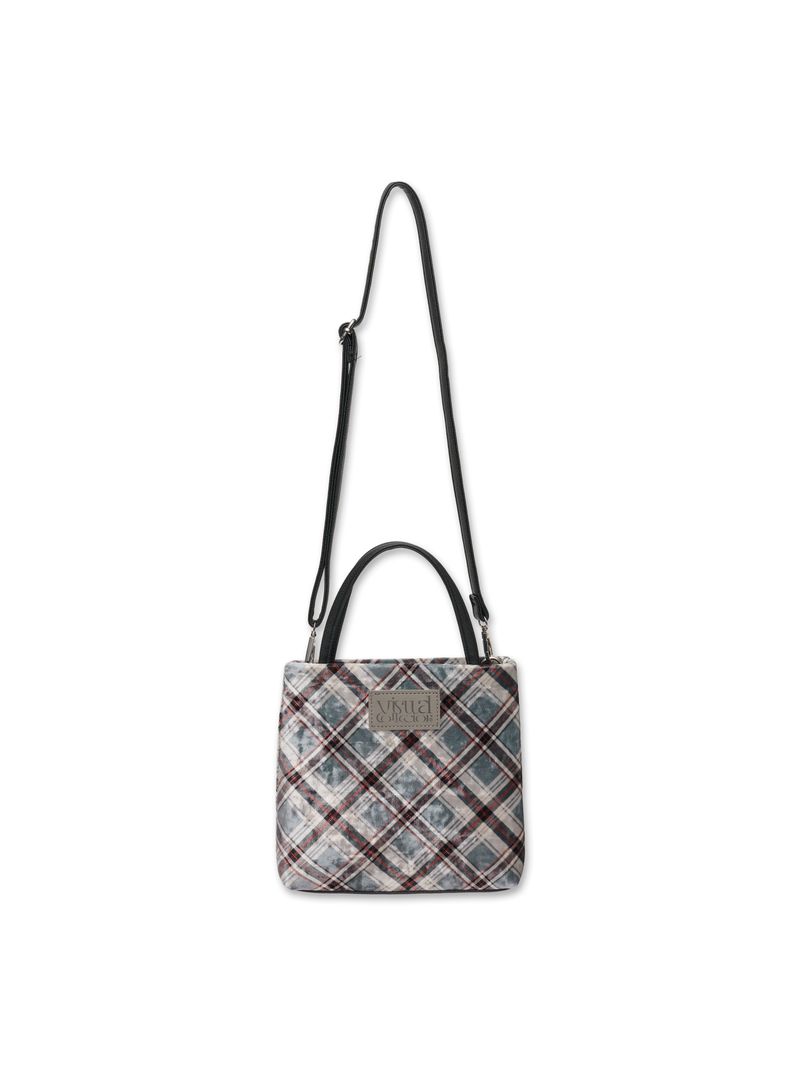 check mini velvet cross bag [charcoal]