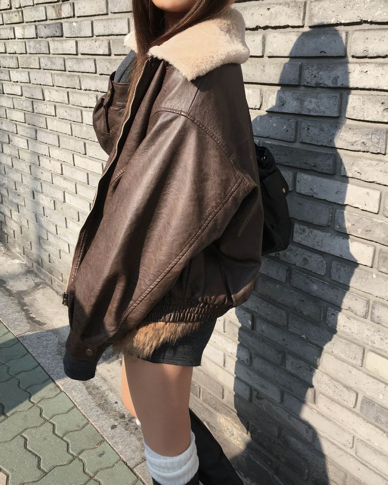 Vintage fur leather jacket