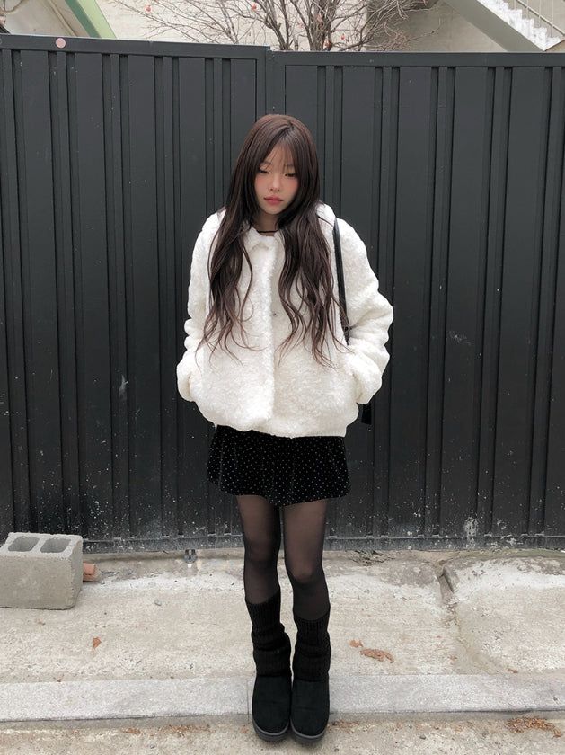 Anju Fur Collar Quilted Short Jacket
