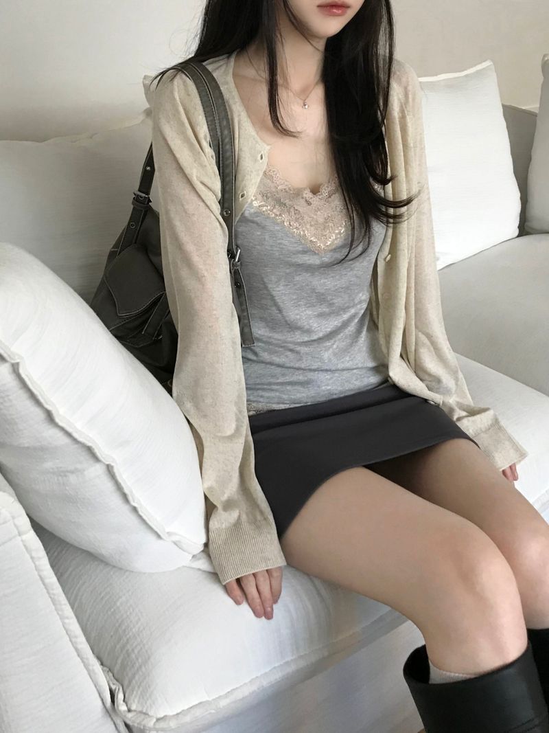 Slash linen round cardigan (4 colors)