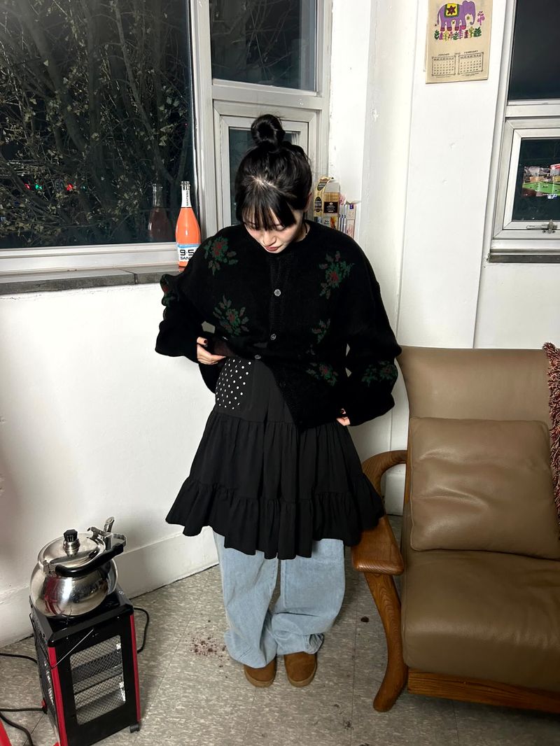 (2color) flower cardigan
