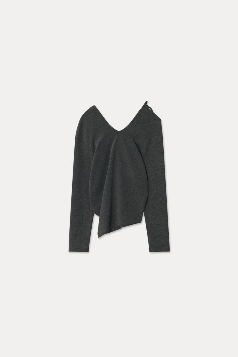 SLIT OFF TOP_MELANGE GRAY