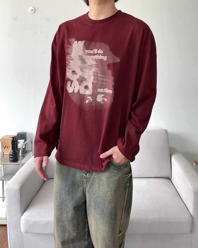 Shadow printed long-sleeved shirt