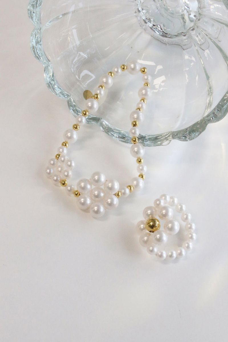 silver925 flower pearl ring